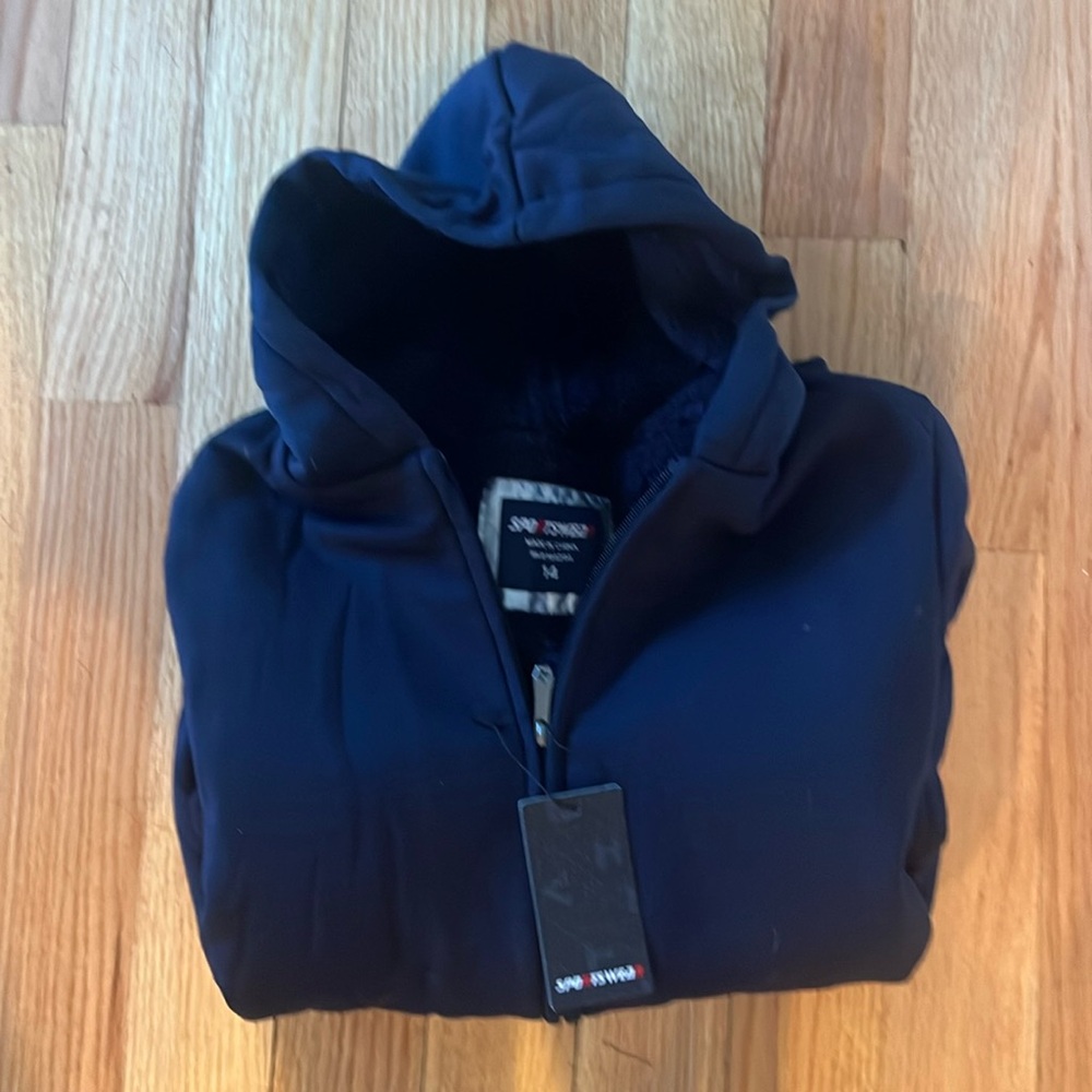 Navy blue fleece lined hoodie new w tags.